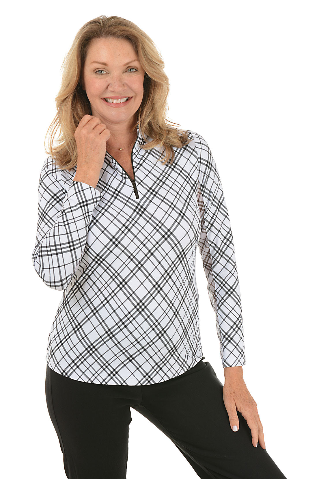 Black Tony Plaid UPF50+ Sun Shirt