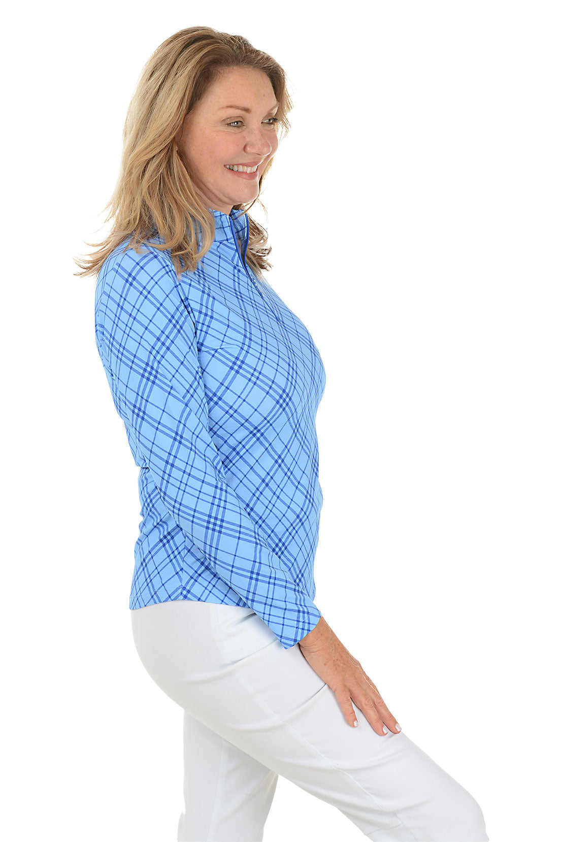Blue Tony Plaid UPF50+ Sun Shirt