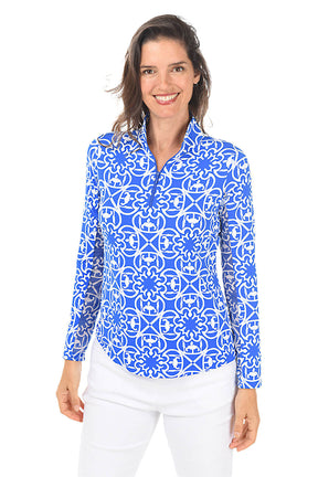 Blue Talia Lattice UPF50+ Sun Shirt