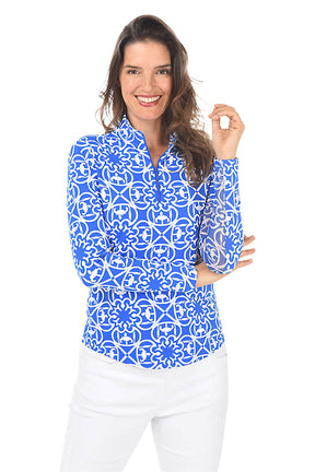 Blue Talia Lattice UPF50+ Sun Shirt