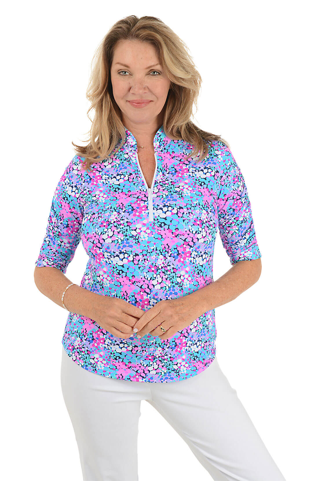 Allana Speckled UPF50+ Mandarin Collar Sun Shirt