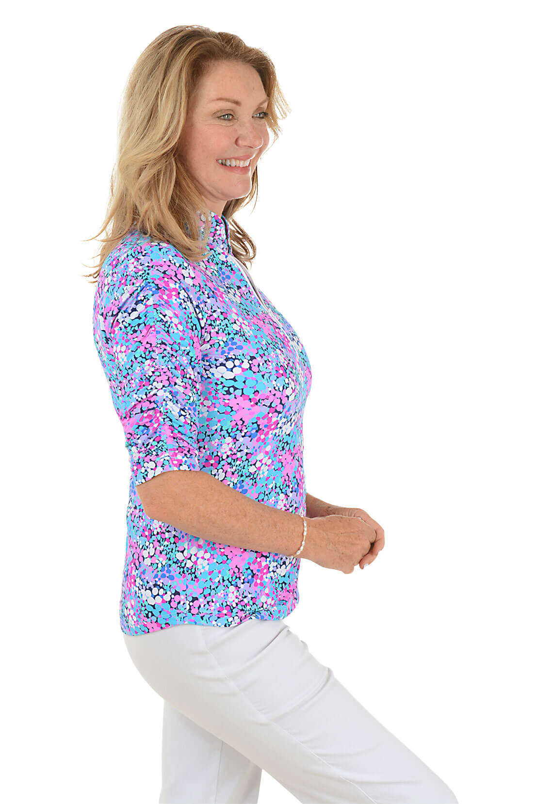 Allana Speckled UPF50+ Mandarin Collar Sun Shirt