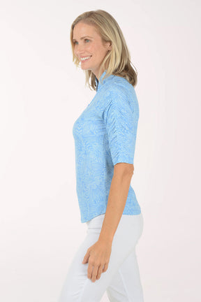 Periwinkle Annie Floral UPF50+ Mandarin Collar Sun Shirt