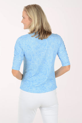 Periwinkle Annie Floral UPF50+ Mandarin Collar Sun Shirt