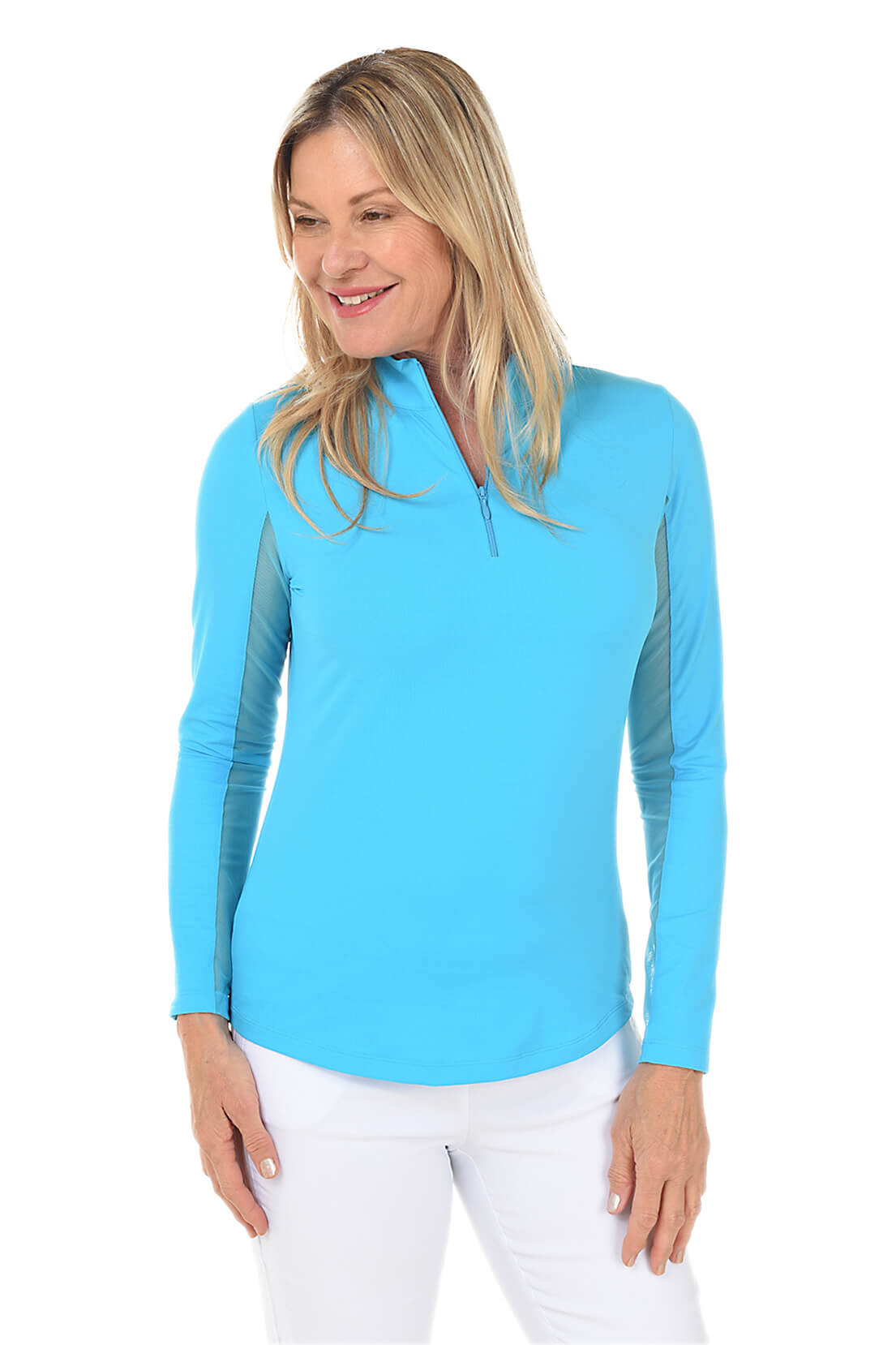 IBKUL Athleisure Wear 10870 - Camiseta De Manga Larga Con Protección Solar UPF 50+ Icefil Cooling-Fatima Print, Azul/Peri, XS