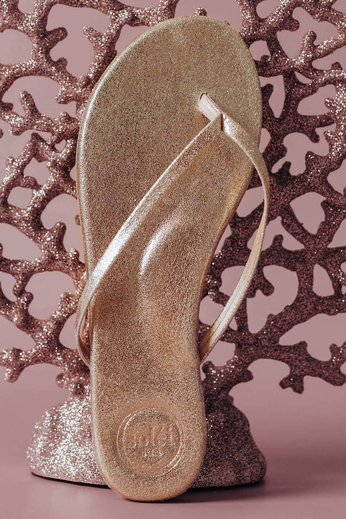 Glinda Gold Metallic Indie Flip Flop Sandals