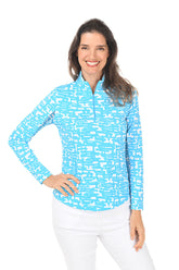 Turquoise Juno Etched UPF50+ Sun Shirt
