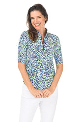 Naomi Speckled UPF50+ Ruched Elbow Sleeve Top