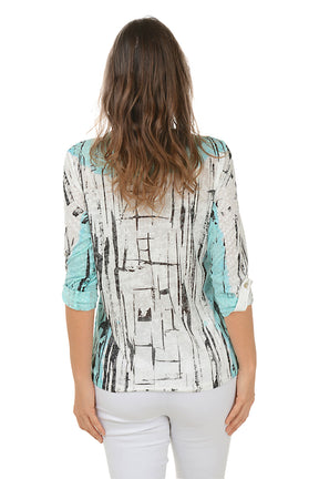 Petite Sketch Lines Double Pocket Burnout Blouse