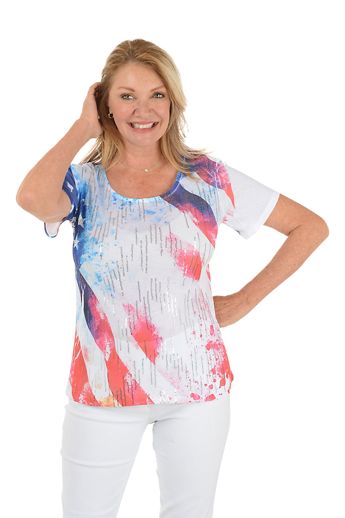 Stars And Stripes Sequined Tee