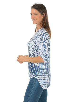 Shaded Lines Sequined Pockets High-Low Top