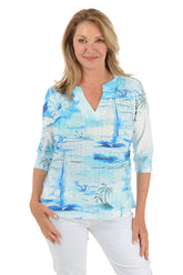 Petite Sea Boardwalk High-Low Eyelet Top