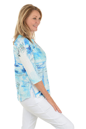 Petite Sea Boardwalk High-Low Eyelet Top