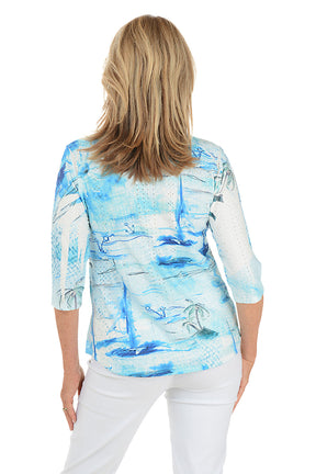 Petite Sea Boardwalk High-Low Eyelet Top