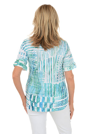 Tropical Spots Collared Knit Top