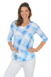 Petite Painted Plaid Seqin Pocket Knit Top