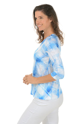 Petite Painted Plaid Seqin Pocket Knit Top