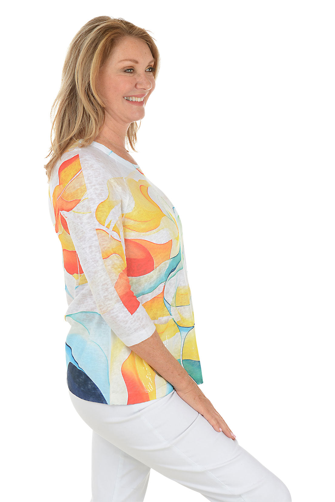 Petite Colorful Flow Seqin Pocket Knit Top