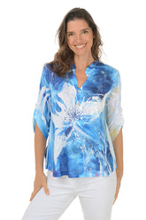 Petite White Lily Roll Sleeve Top