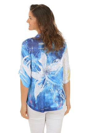 Petite White Lily Roll Sleeve Top