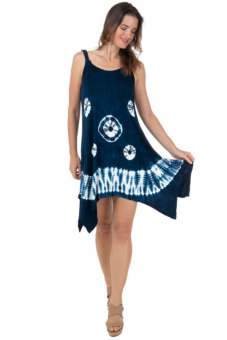 Shibori Braided Strap Swing Dress