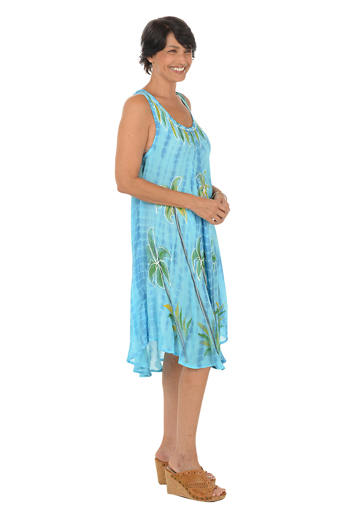 Palm Tree Tie-Dye Sleeveless Dress