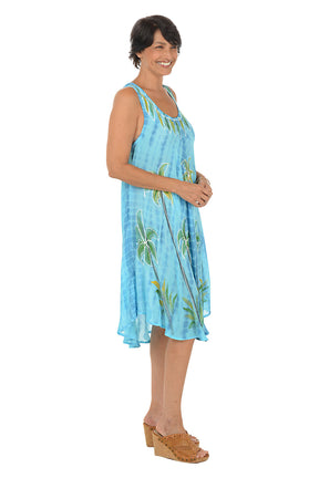 Palm Tree Tie-Dye Sleeveless Dress