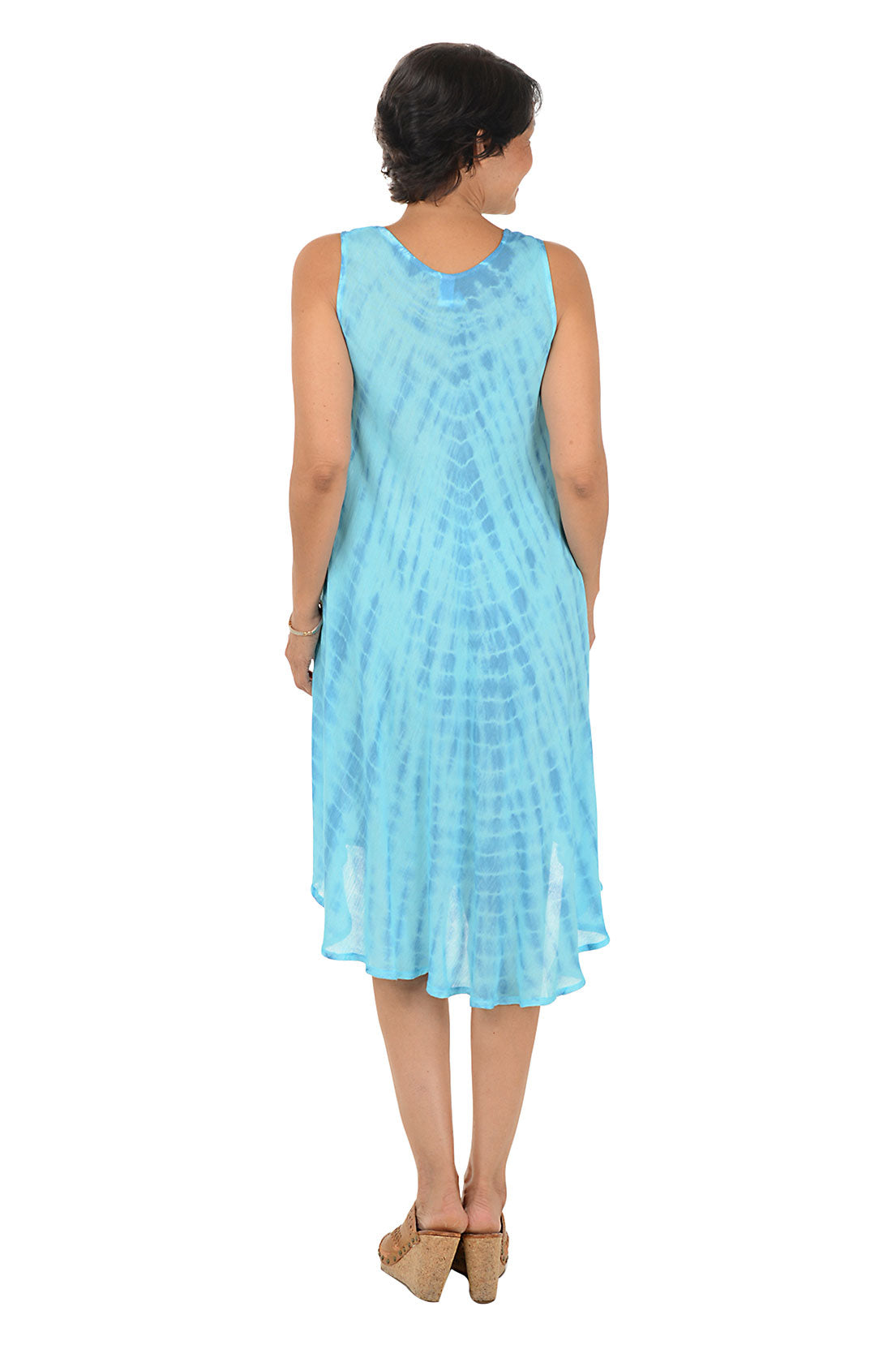 Palm Tree Tie-Dye Sleeveless Dress