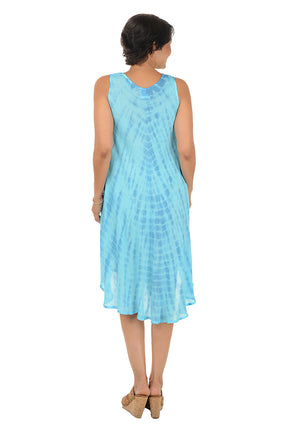 Palm Tree Tie-Dye Sleeveless Dress