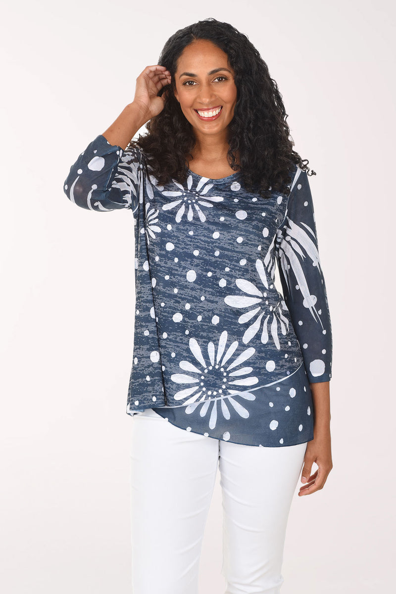 Evangeline Burnout Mesh Sleeve Tunic | Jess and Jane | Made in the USA