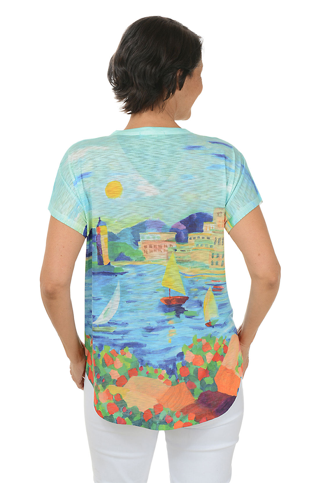 Petite Riviera Short Sleeve Slub Knit Top