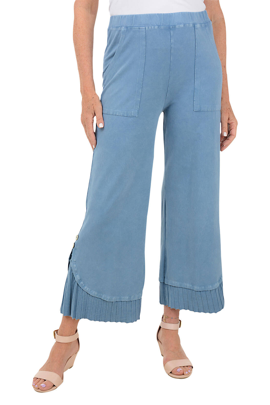 【ANGLAN】24FW★ [AG] Lap Pleated Washed Denim Pants Pleated Hem Pant in Mineral Wash by Jess & Jane