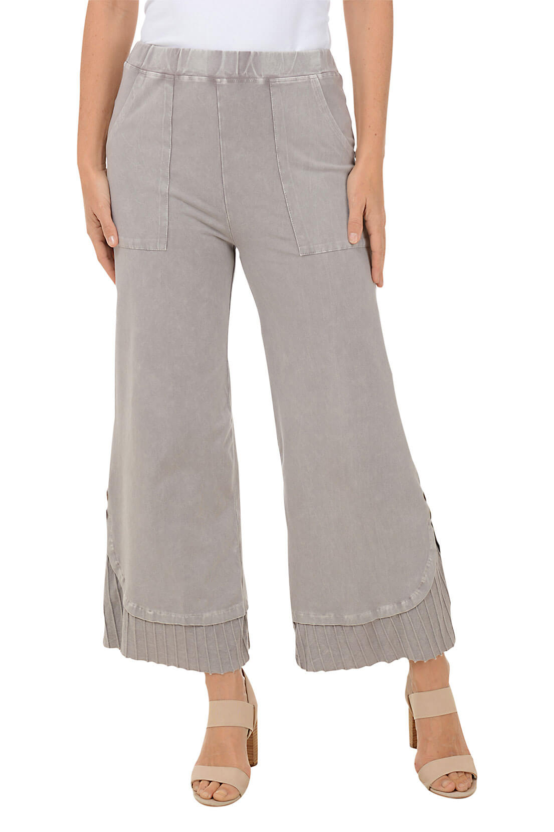 Mineral Wash Pleated Hem Pant