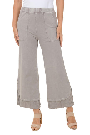 Mineral Wash Pleated Hem Pant