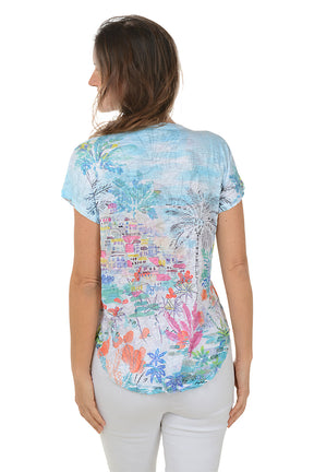 Seaside Crushed Short Sleeve Knit Top