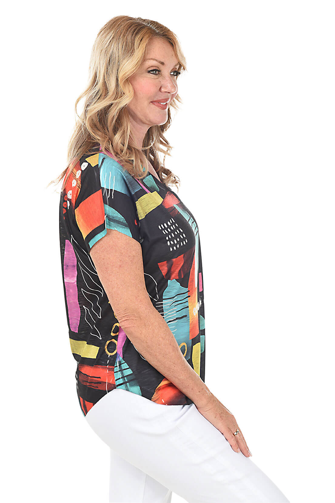 Petite Geneva Short Sleeve Slub Knit Top