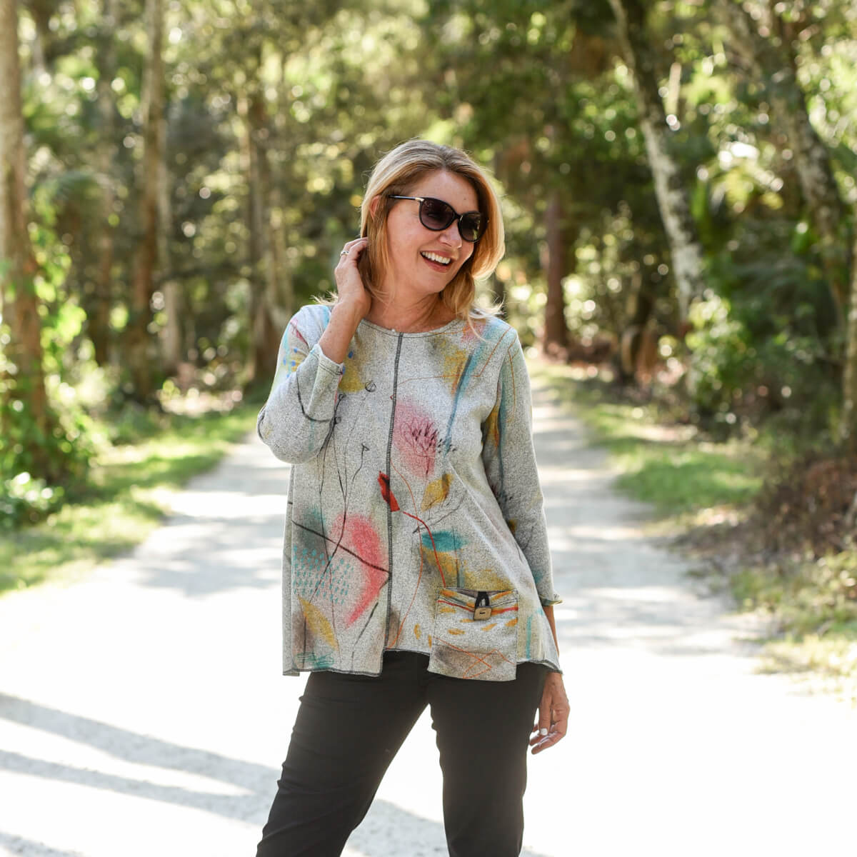 Happy lady in Knit Tops & Tees