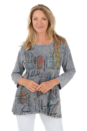 Cityscape Mineral Wash Double Pocket Knit Top