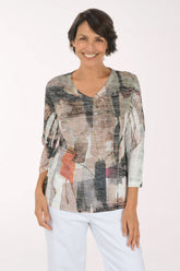 Natura High-Low Burnout Knit Top