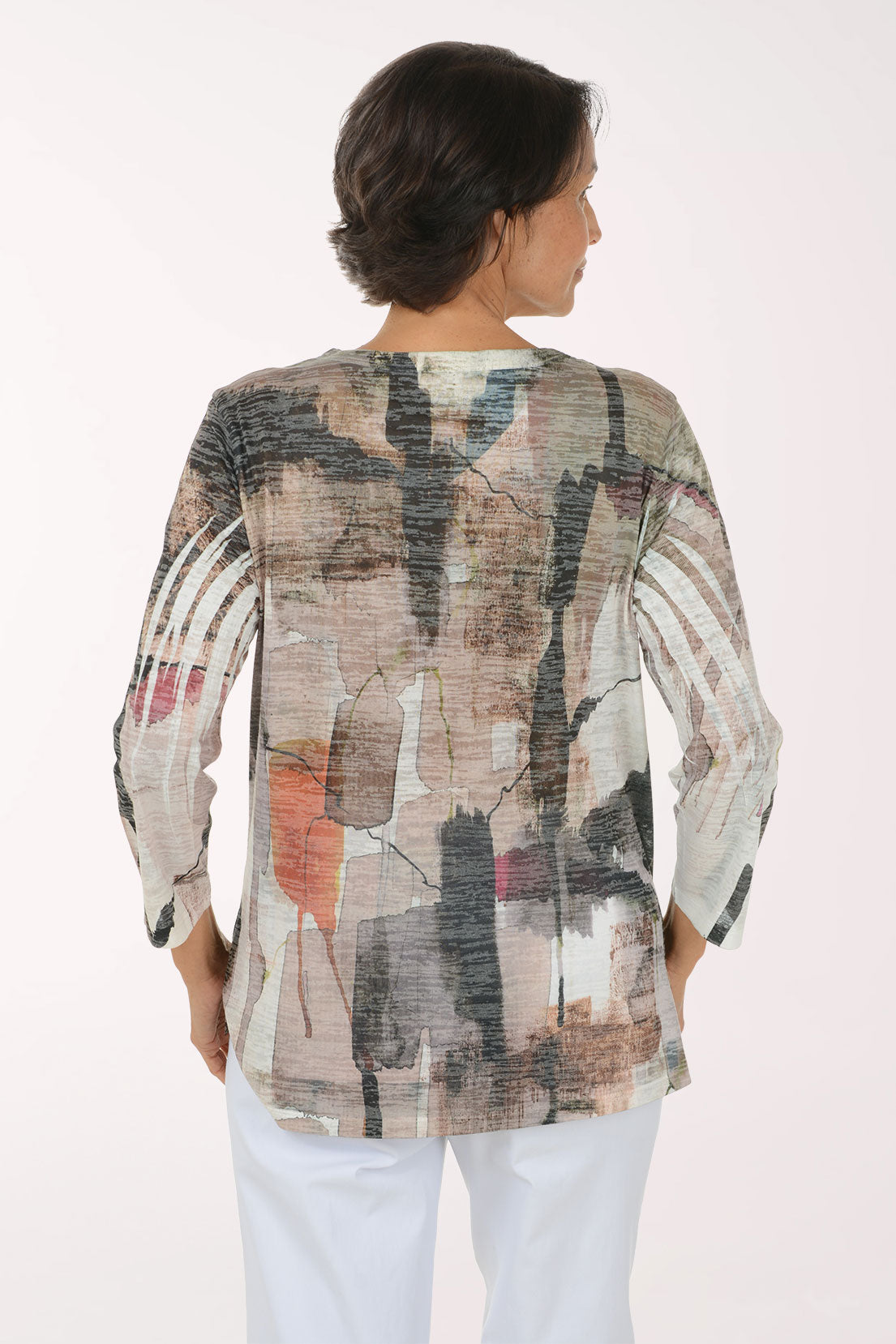 Natura High-Low Burnout Knit Top