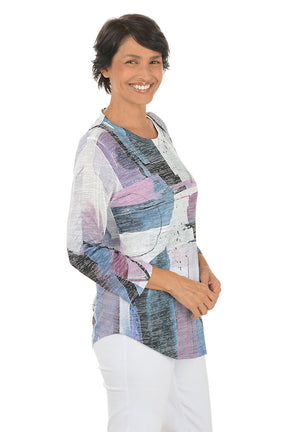 Studio Curved Hem Burnout Knit Top