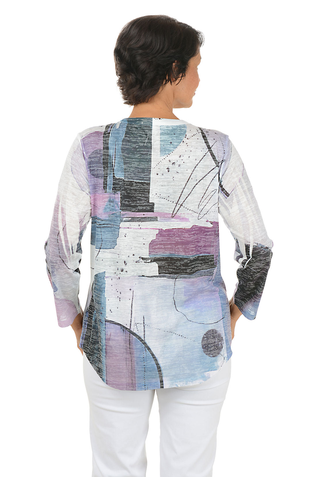 Studio Curved Hem Burnout Knit Top