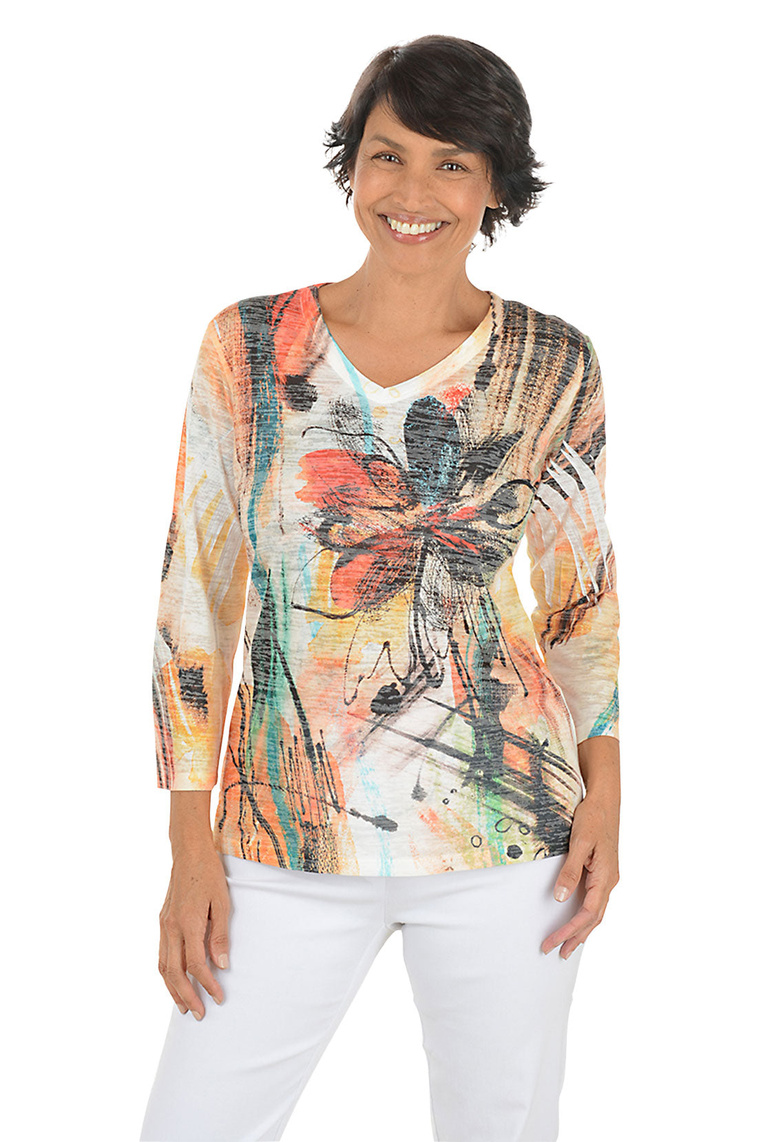 Sola High-Low Burnout Knit Top