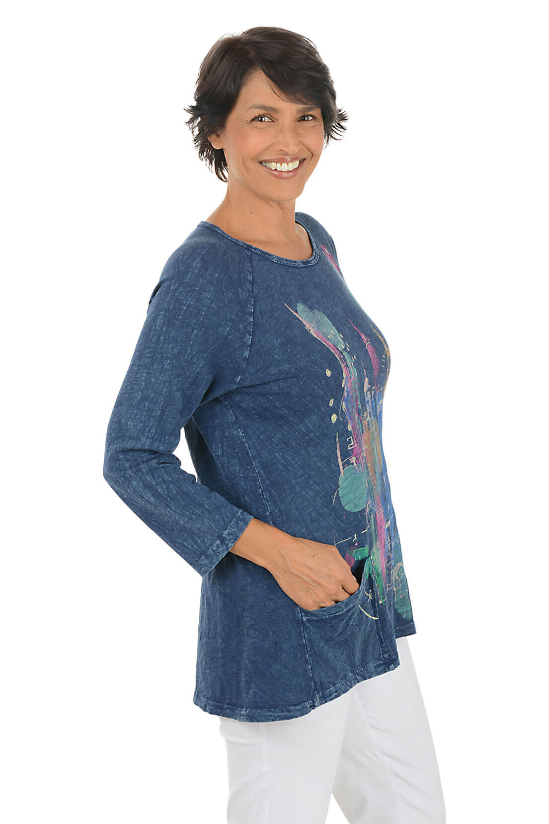 Big Apple Mineral Wash Double Pocket Knit Top