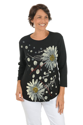 Retro Curved Hem Knit Top