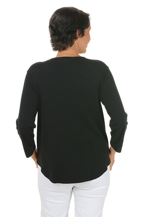 Retro Curved Hem Knit Top