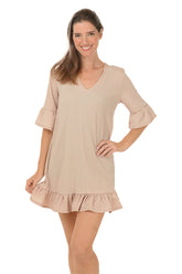 Macadamia Crinkle Flounce Dress