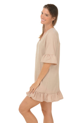 Macadamia Crinkle Flounce Dress