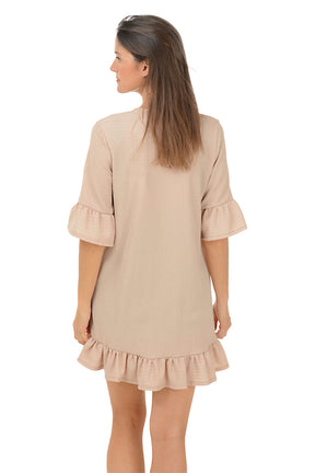 Macadamia Crinkle Flounce Dress