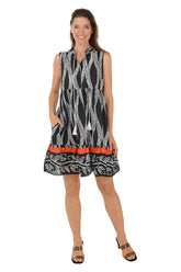 Swirling Dots Tie Neck Sleeveless Dress
